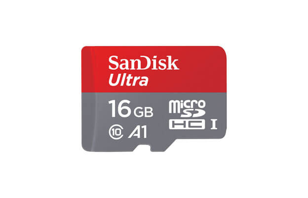 Red and grey San Disk Ultra 16 GB Micro SD card for LX navigation devices