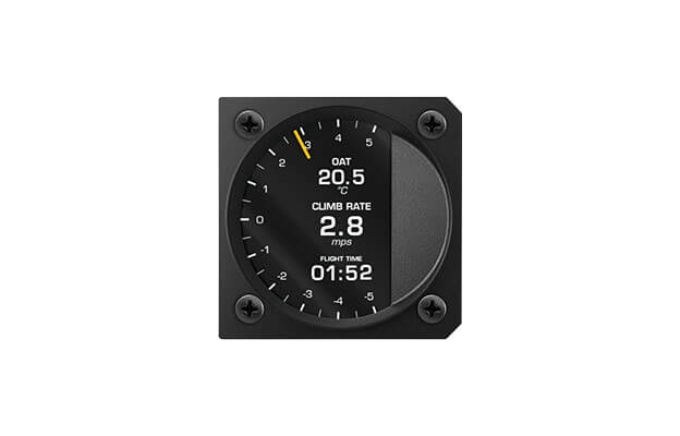 57 mm iris series digital Vertical speed indicator instrument for ultralight aircraft with Climb rate, OAT and Flight time