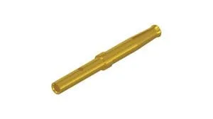 Gold-plated machined male crimp pin for high-density D-Sub connectors, shown close up