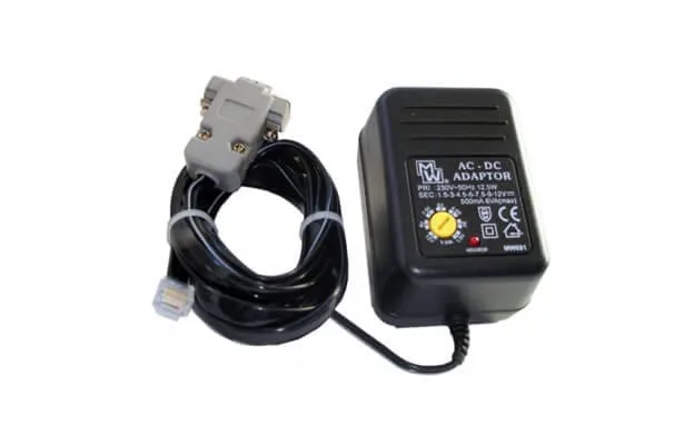 AC power supply for Colibri and LX20: mains adaptor with a lead ending in a 9-way D-Sub connector