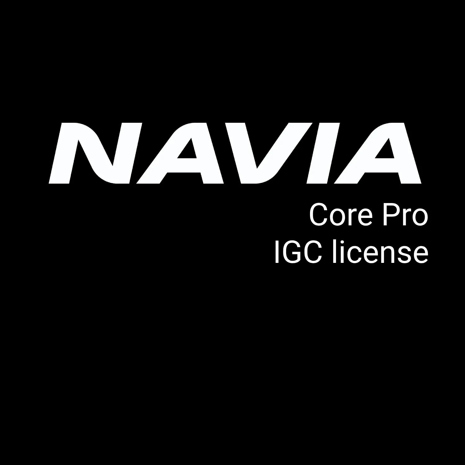 Navia Core Pro IGC licence artwork on a black background