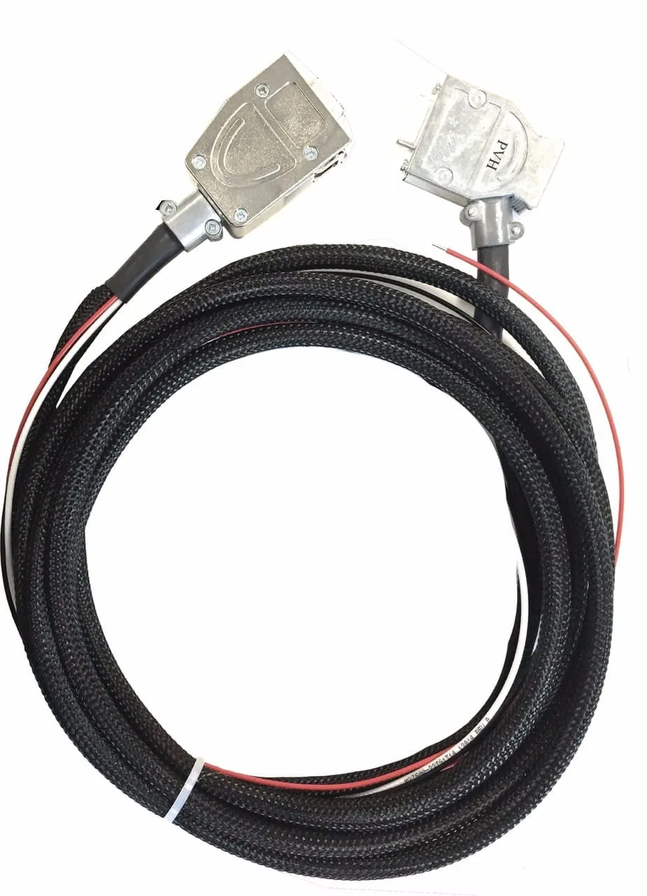 Data bus cable, 1 m, linking the VT-01 transponder to the AIR Control Display, coiled with metal-shelled D-Subs