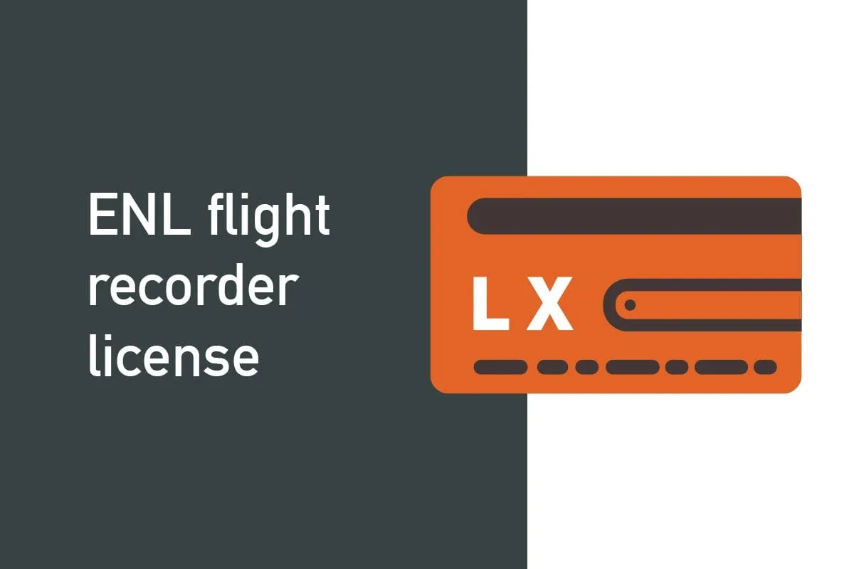 ENL flight recorder licence artwork, showing a stylised licence card