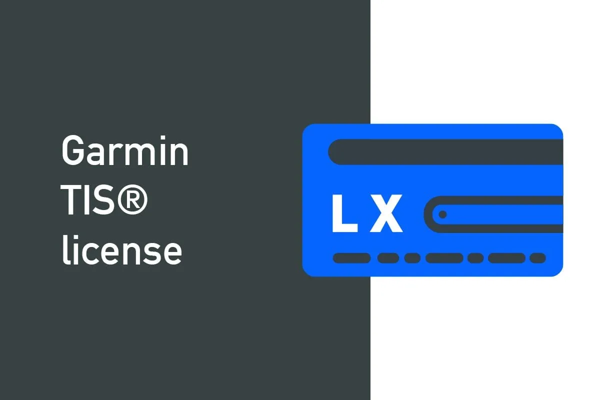 Garmin TIS licence artwork, showing a stylised licence card
