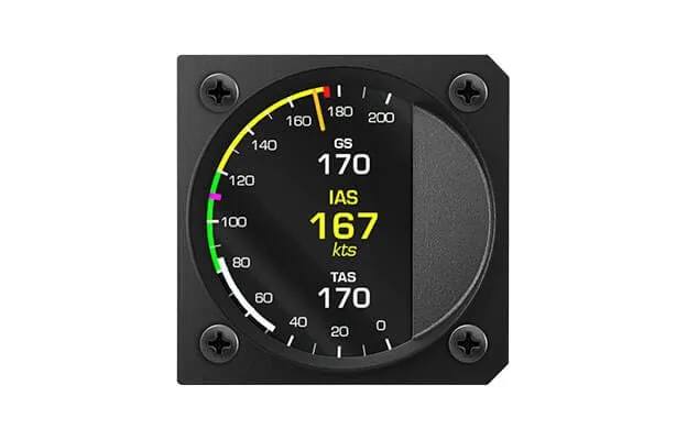 iris airspeed indicator 57 showing 167 knots indicated with groundspeed and true airspeed