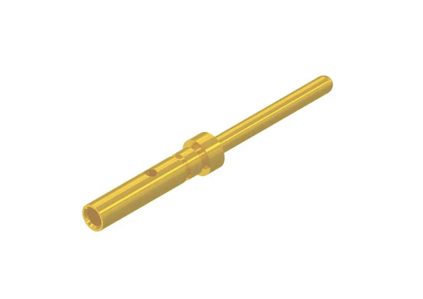 Gold-plated high-density D-Sub female crimp socket for 22 AWG wire, shown close up