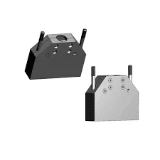 Black shielded D-Sub backshell for 25-way and 44-way high-density connectors, both halves shown