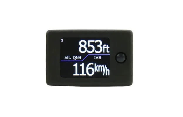 NavBox showing 853 ft altitude on QNH and 116 km/h indicated airspeed