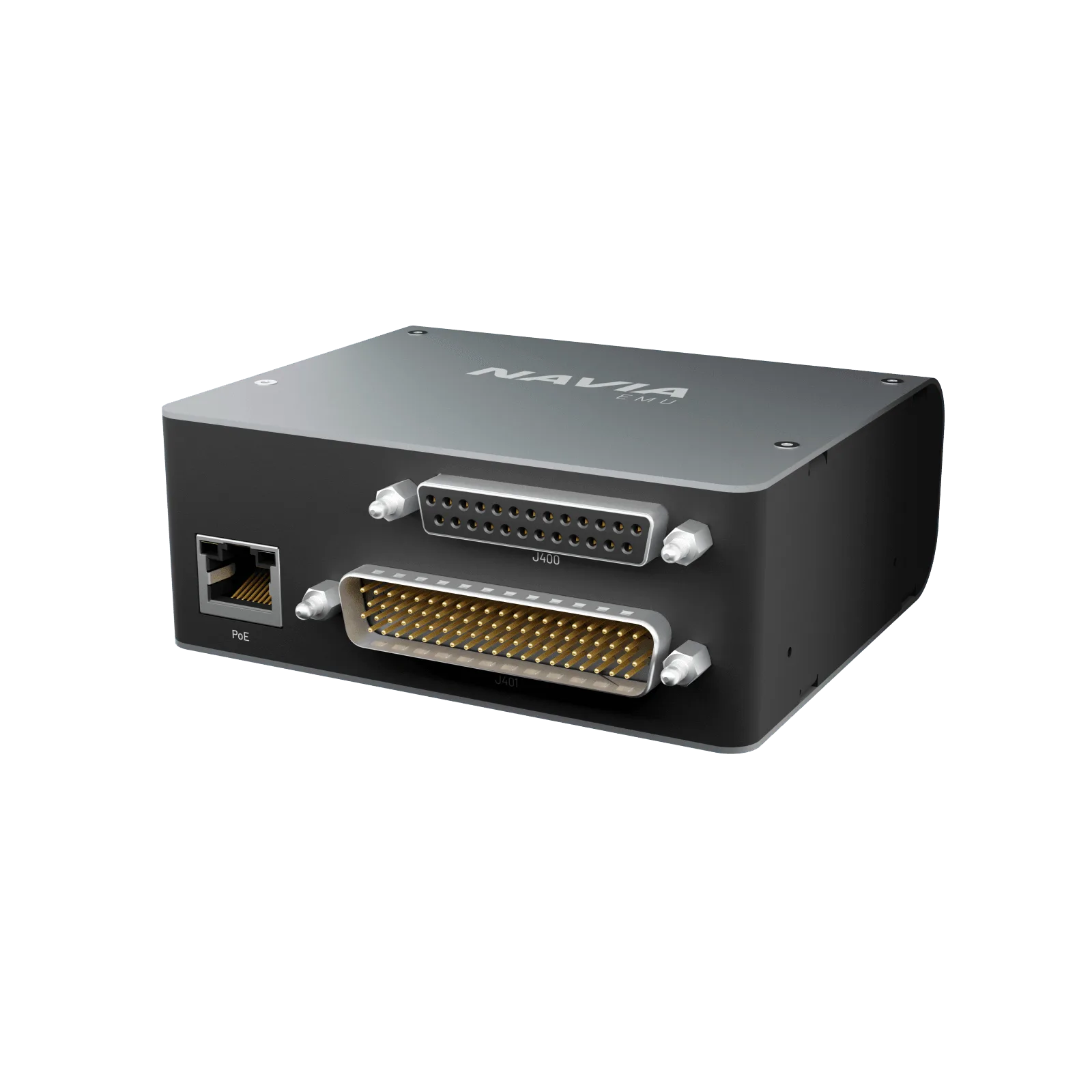 Navia EMU engine monitoring unit, connector face with the Ethernet socket and multi-pin D-Sub