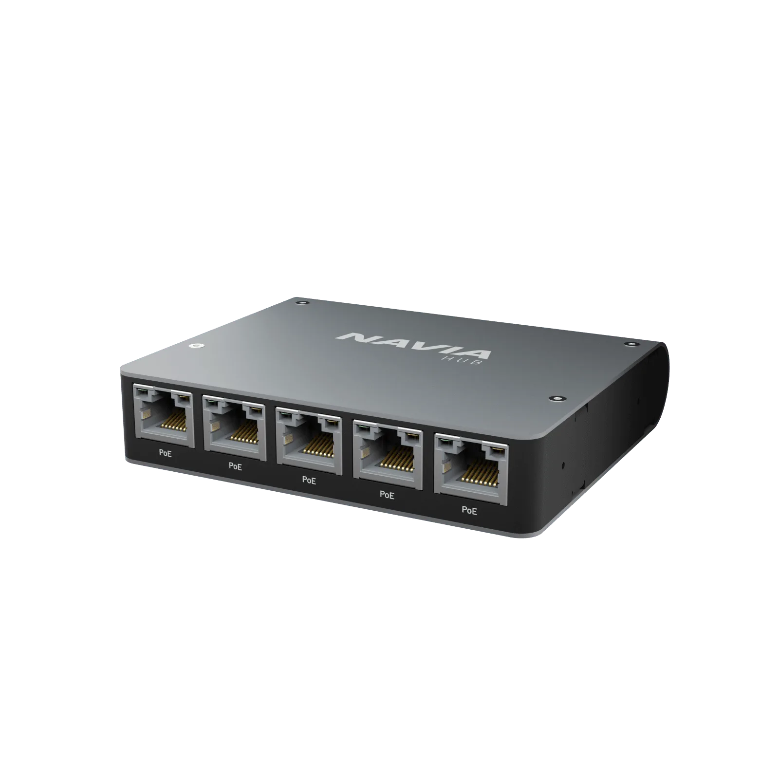 Navia Hub with its row of five Ethernet ports across the front