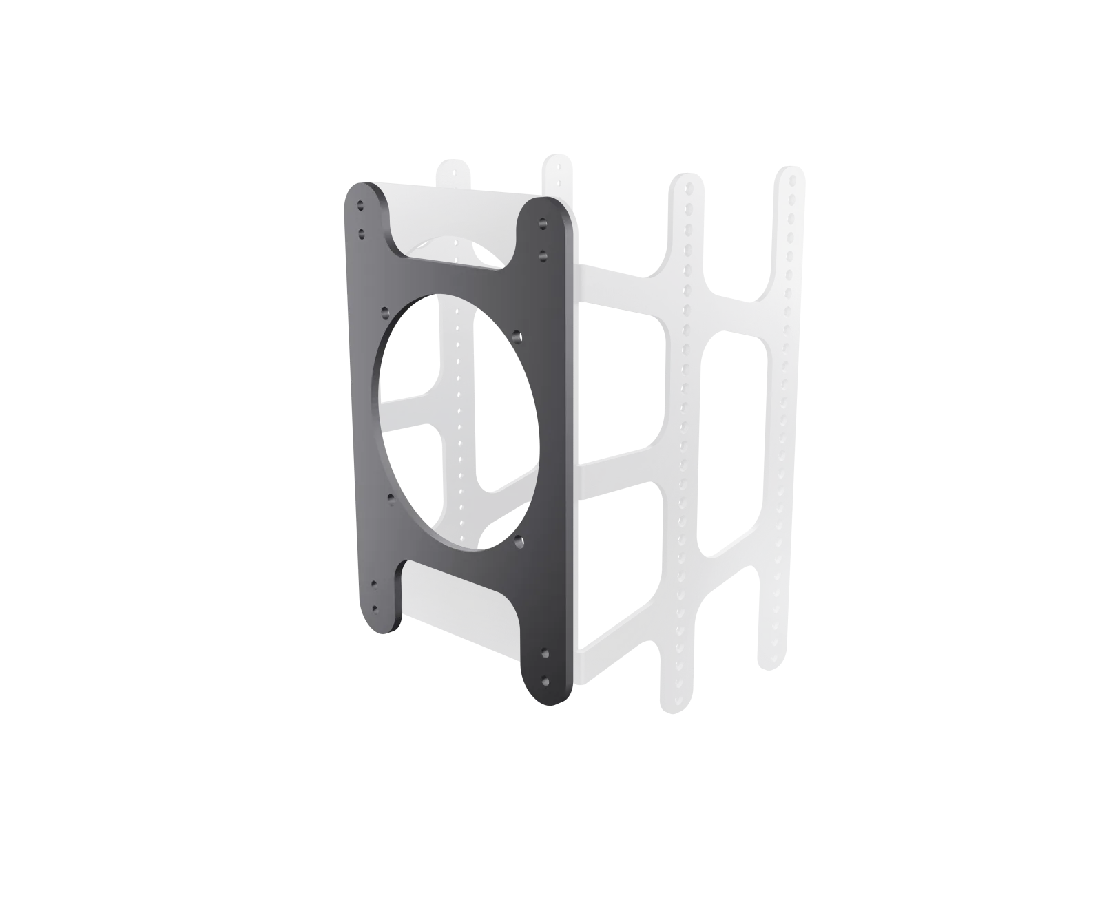 Navia mounting rack holder, a flat plate with a round cut-out and side tabs