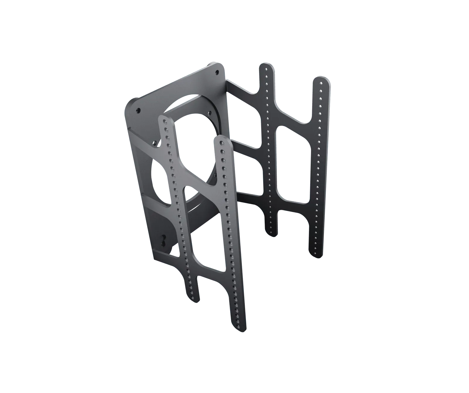 Navia mounting rack, an open aluminium cage seen at an angle