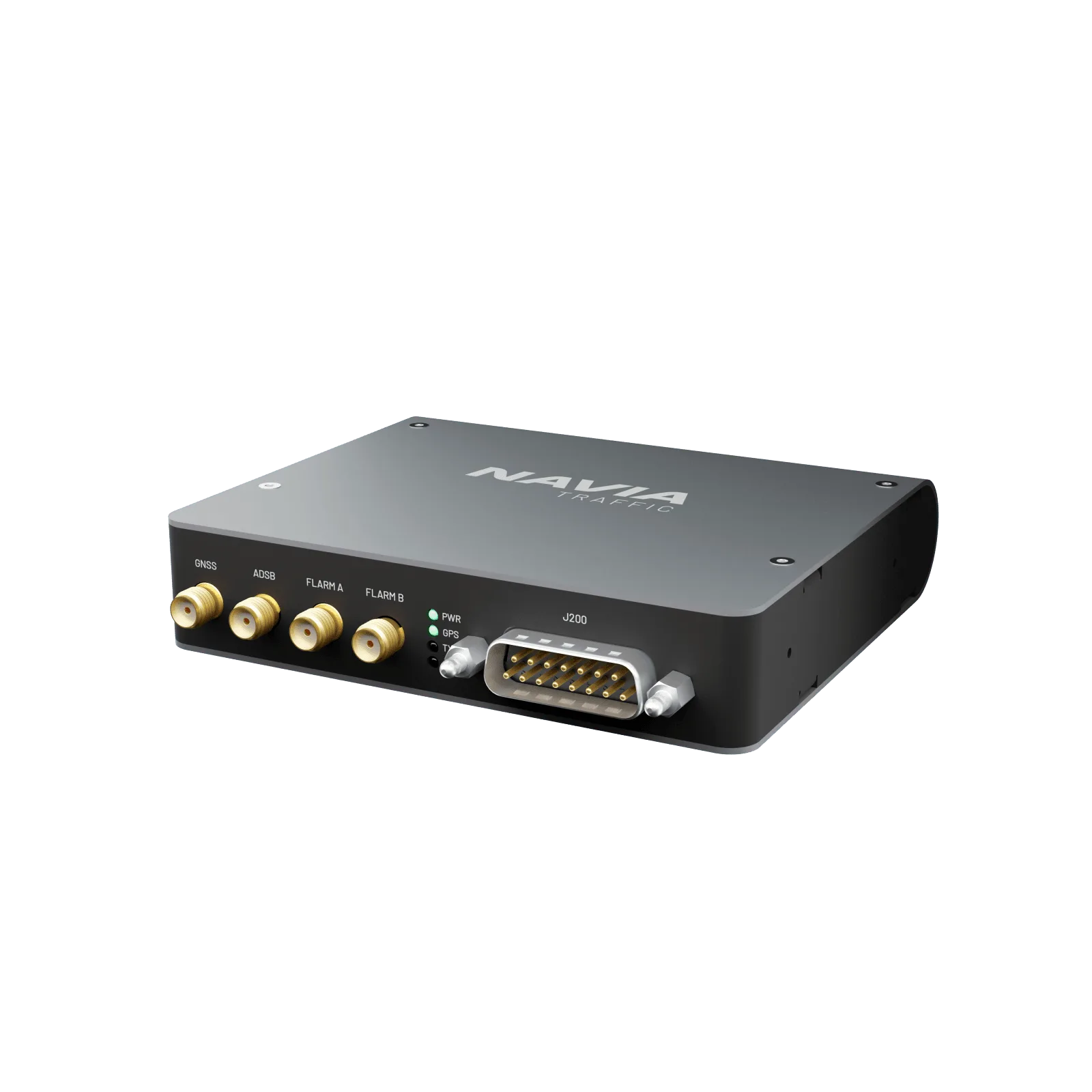 Navia Traffic FLARM-only receiver, with four antenna connectors and a 15-way D-Sub