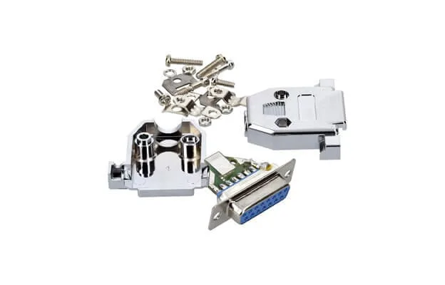 ST1 connector kit for the KRT2: D-Sub connector, metal backshell halves, screws and jackposts