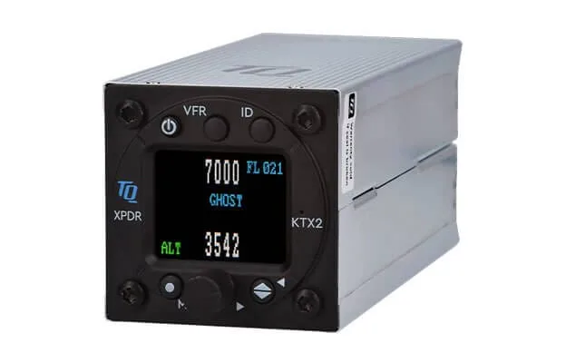 KTX2-S Mode-S transponder showing squawk 7000, flight level 021 and 3542 ft